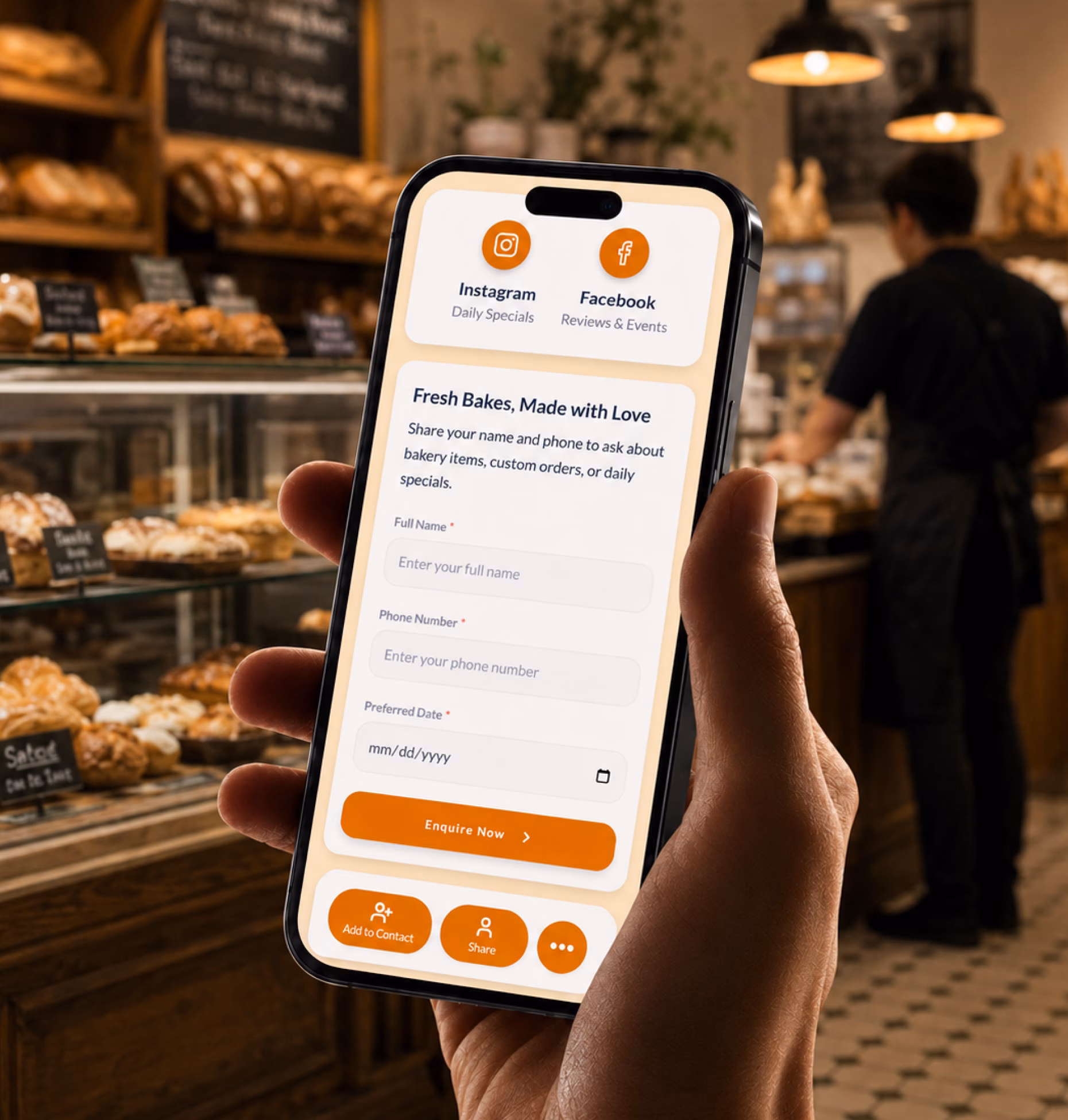 Lead capture form preview for bakeries