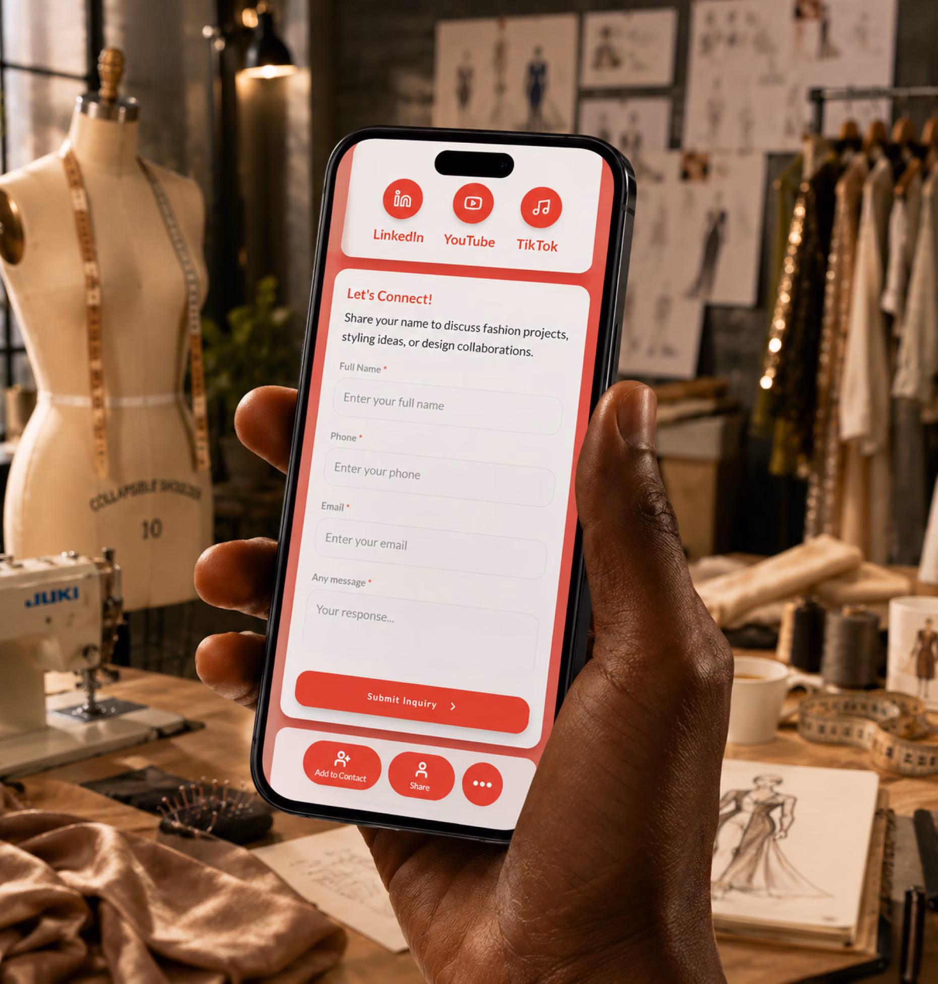 Lead capture form preview for fashion designers