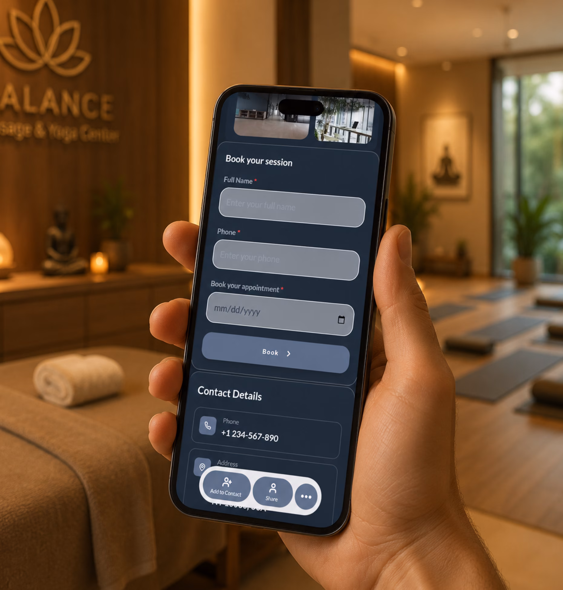 Lead capture form preview for massage therapists