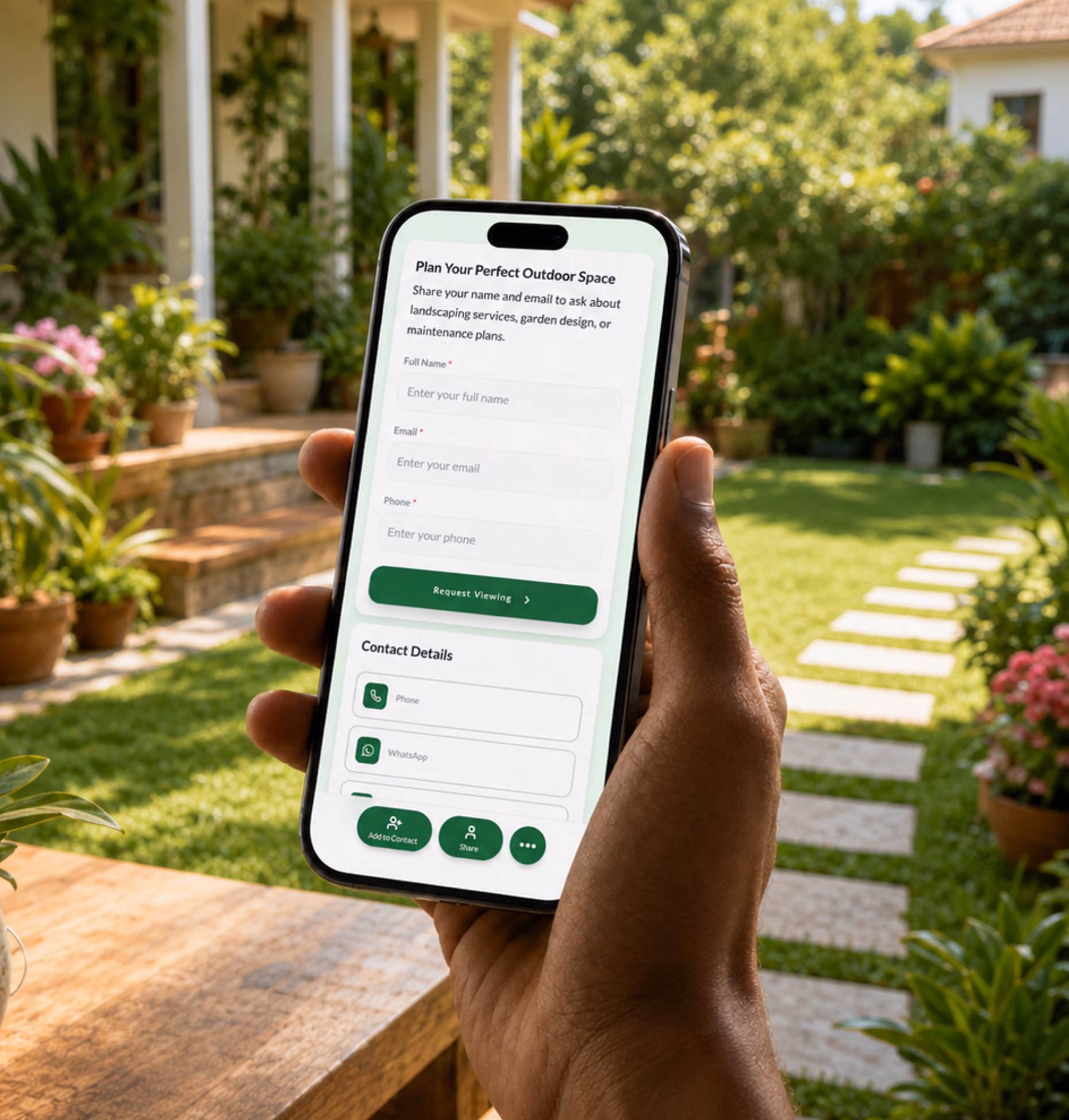 Lead capture form preview for landscaping