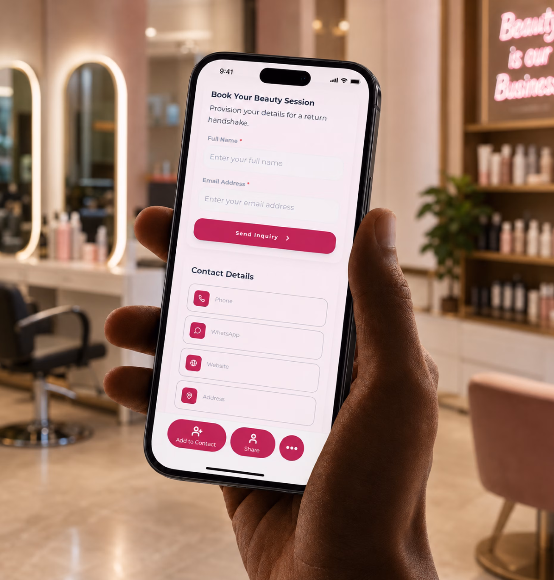Lead capture form preview for beauty salons