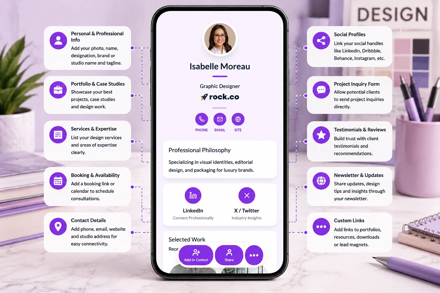 What designers can include on a digital business card