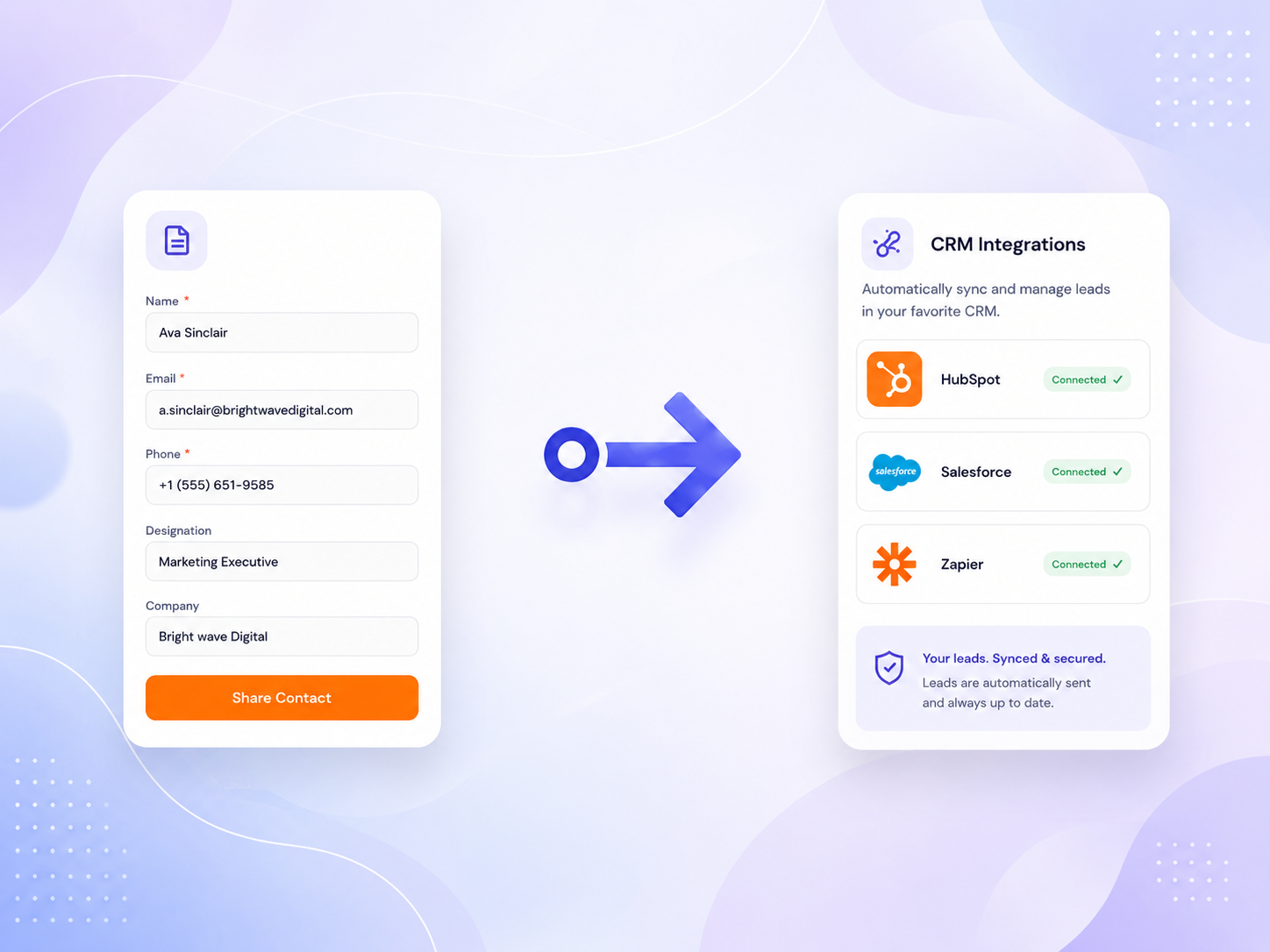 CRM integration digital business card PRO