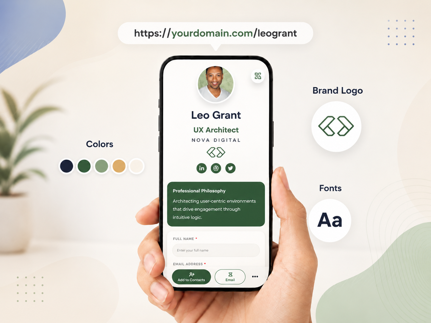 on brand digital business card pro teams