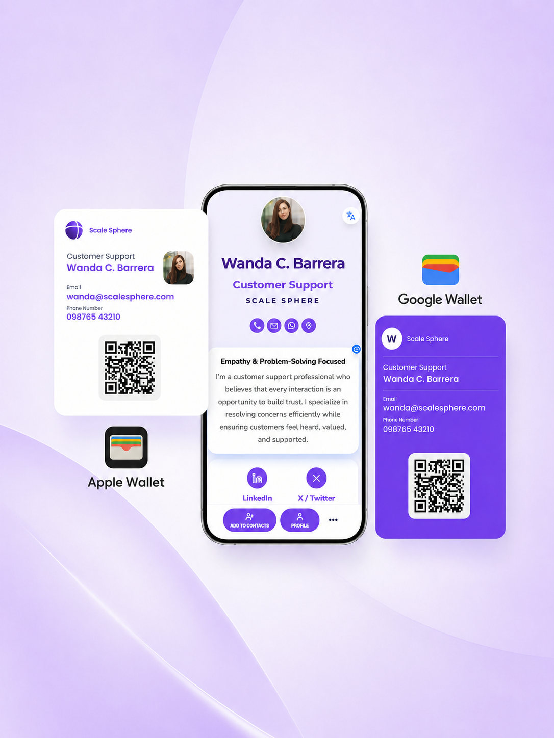 Apple and google wallet by digital business card pro teams