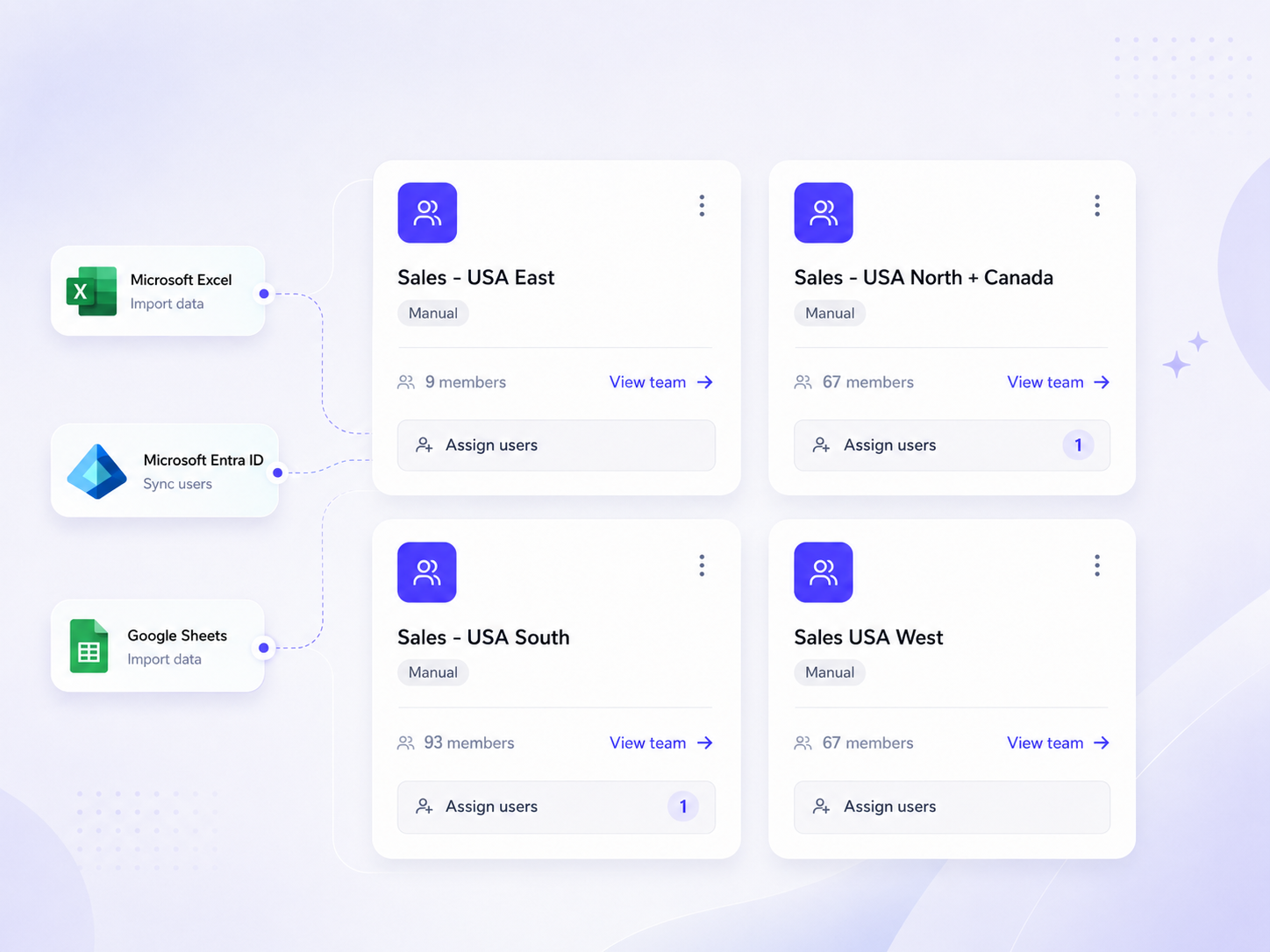 team management on digital business card pro teams
