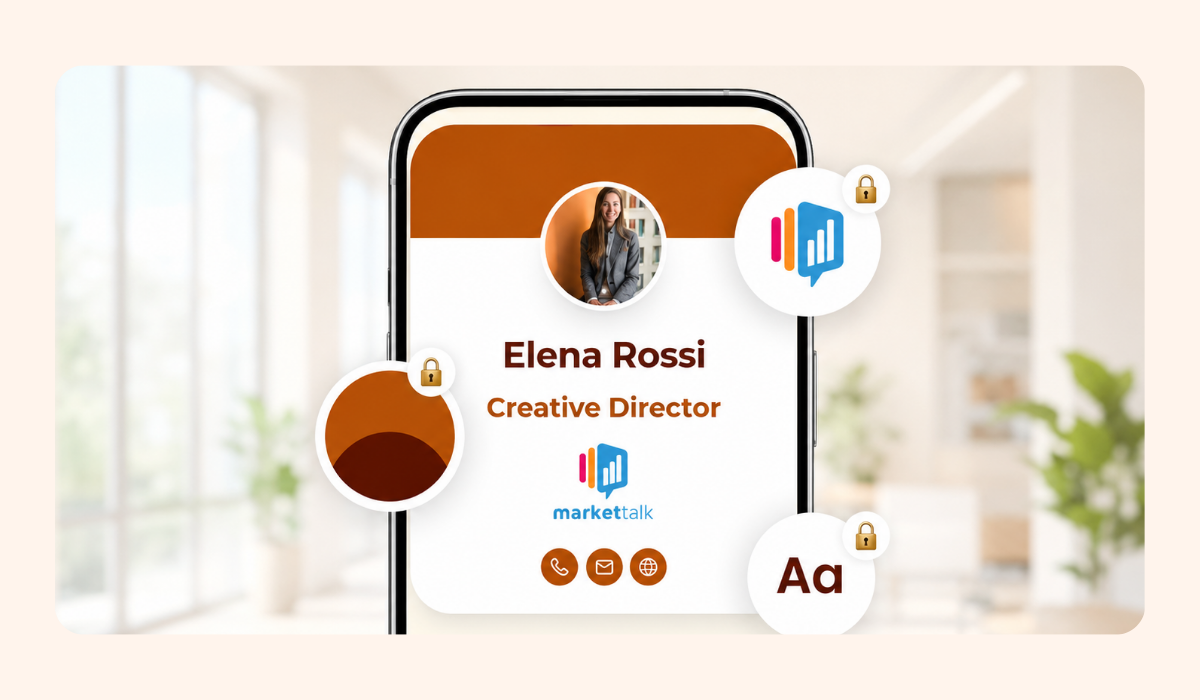 lock brand elements on digital business card pro teams