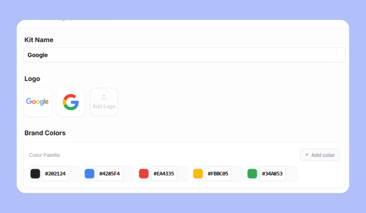 brand kit on digital business card pro teams